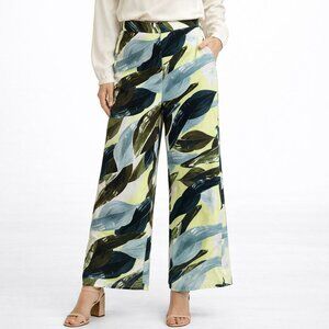 Vince Camuto Women’s Size 6 Wide Leg Pants Leaf Print Lightweight Trousers